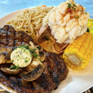 SURF N TURF WITH LOBSTER TAIL